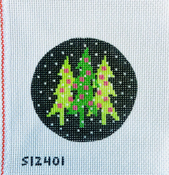 Green Trees on Black Round