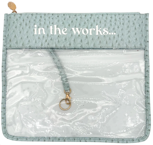 In The Works Project Bag - Baby Blue Ostrich